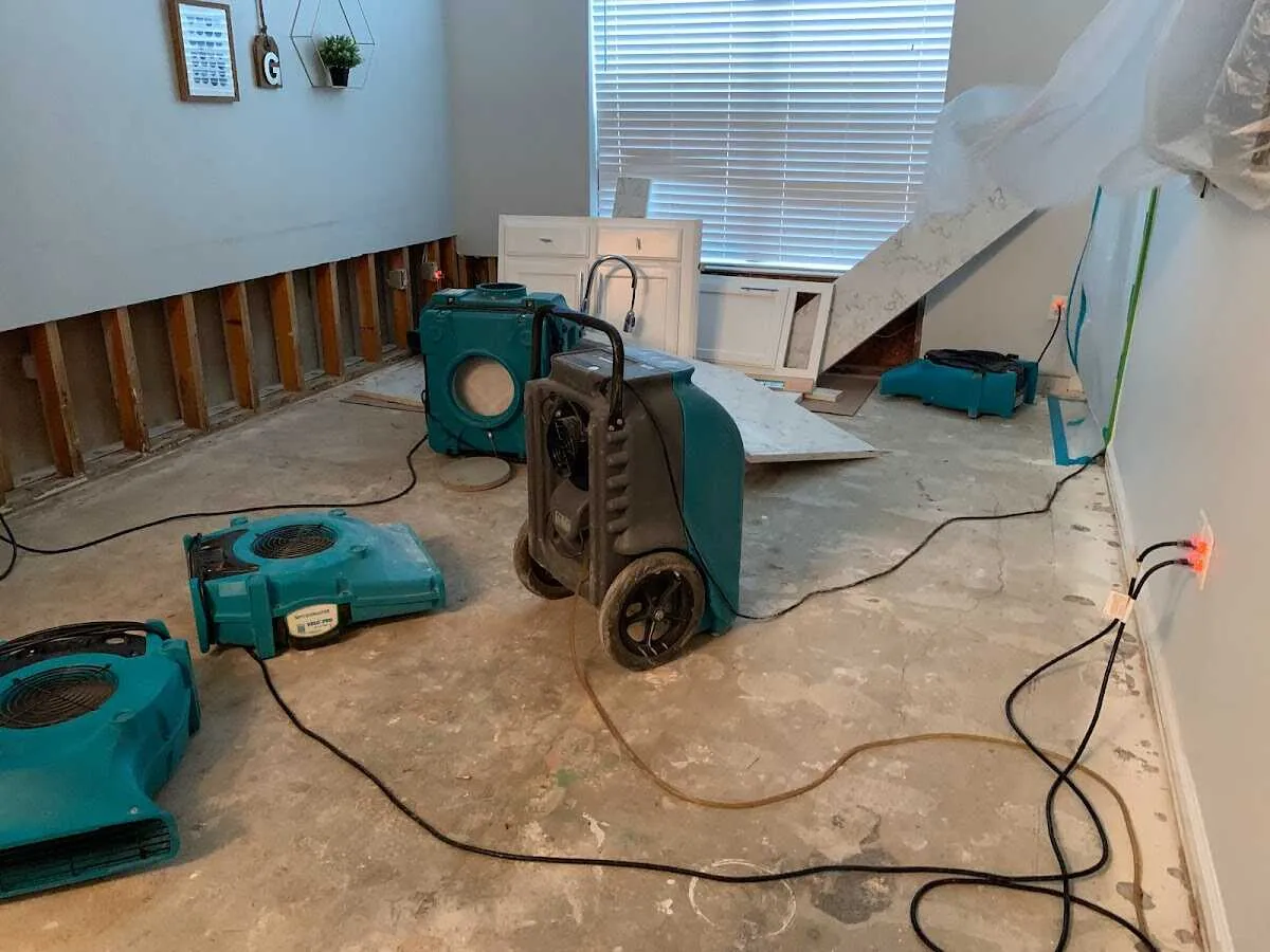 Dehumidifier in flood-cut room for Water Damage Restoration in Lake Monticello